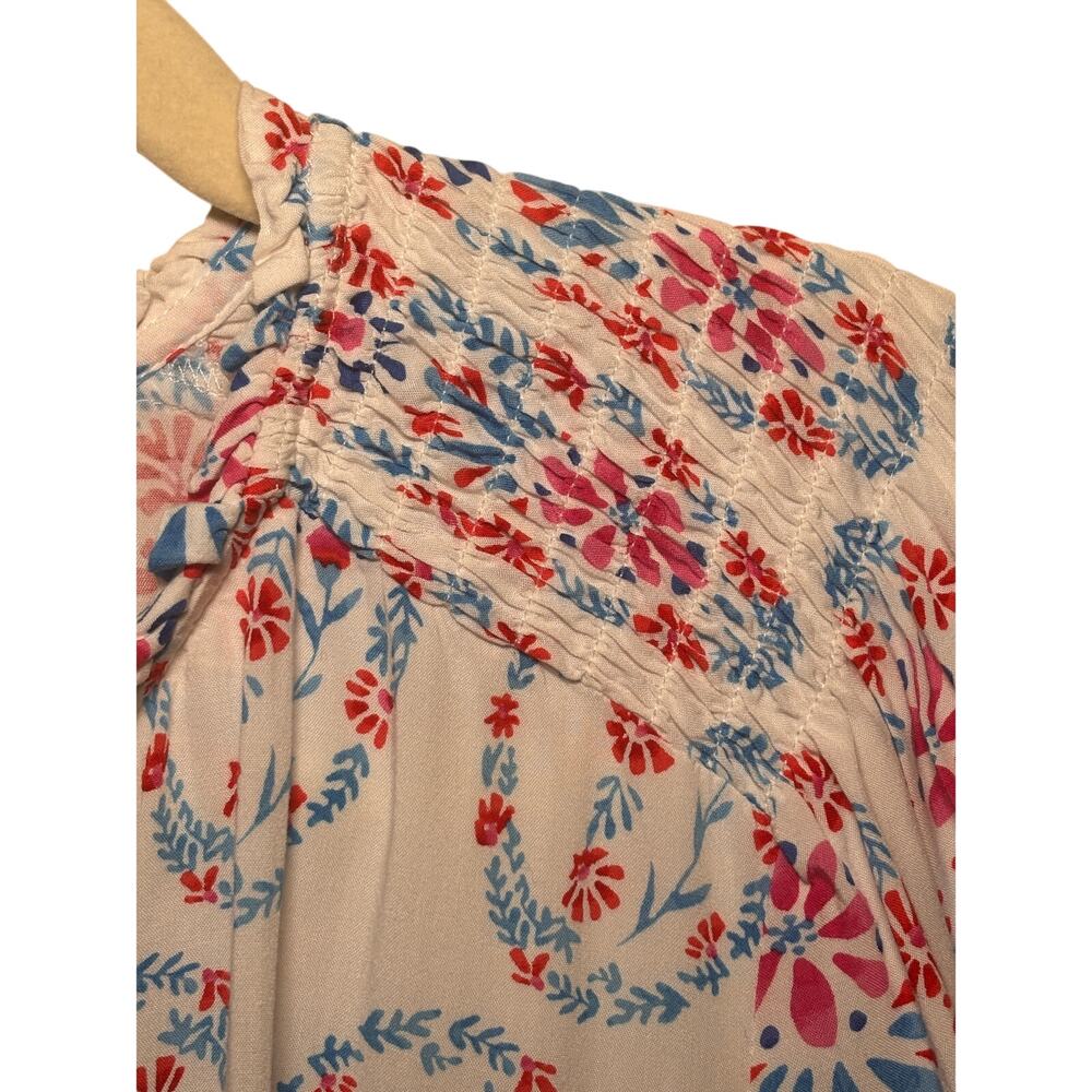 Talbots Petite White Paisley Floral Print Smocked Blouse Top XLP Scandinavian - Picture 3 of 7